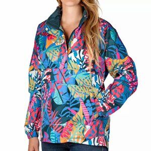 Lauren James Anorak Windbreaker Jacket Small Multicolor Tropical Floral Active